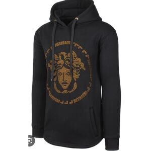 Henry & William Medusa Hoodie XL Black Gold Studded Longline Zip Pullover